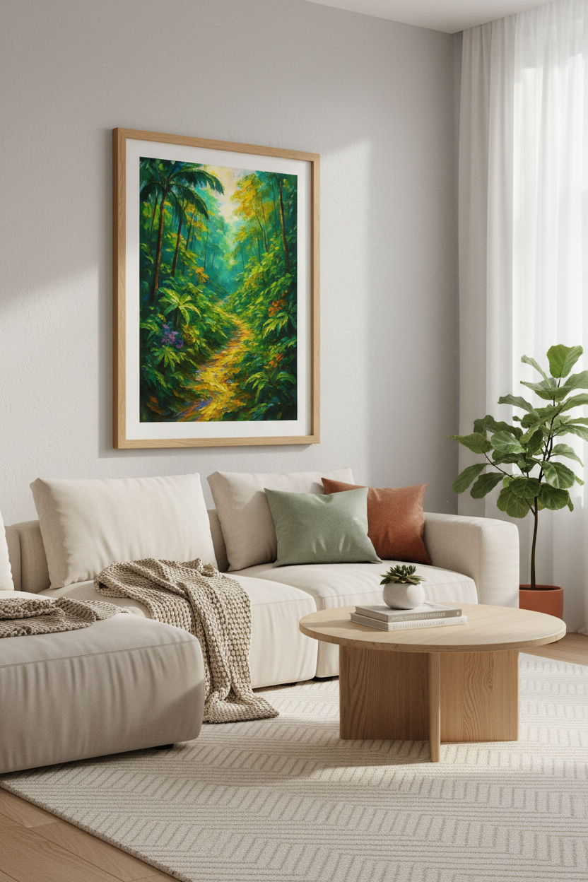 Impressionist Jungle Wall Art Print | Tropical Forest Decor | Vibrant Nature Aesthetic Poster