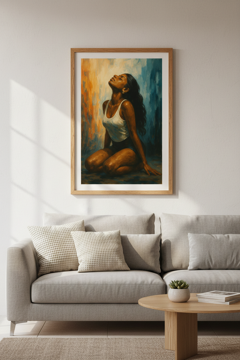 Oil Painting Woman Wall Art Print | Modern Bedroom Decor | Bohemian Aesthetic Poster | Unframed, Framed, Digital Download