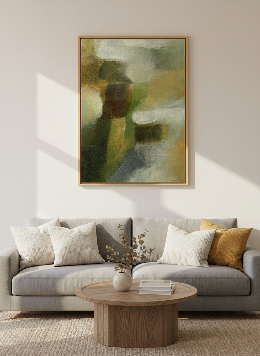 Abstract Impressionist Wall Art Print | Muted Earth Tones Home Decor | Farmhouse Aesthetic Framed Poster