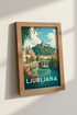 Ljubljana Slovenia Travel Poster | European City Wall Art | Vintage Aesthetic Print