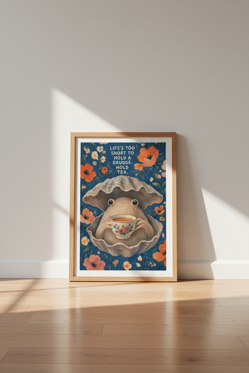 Whimsical Animal Art Print | Funny Tea Quote Poster, Eclectic Kitchen Decor