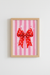 Coquette Pink Bow Print | Girly Red Polka Dot Poster, Feminine Aesthetic Wall Art