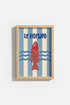 lobster wall art | Minimalist Oceanic Blue, Red Accents | Living Room Decor
