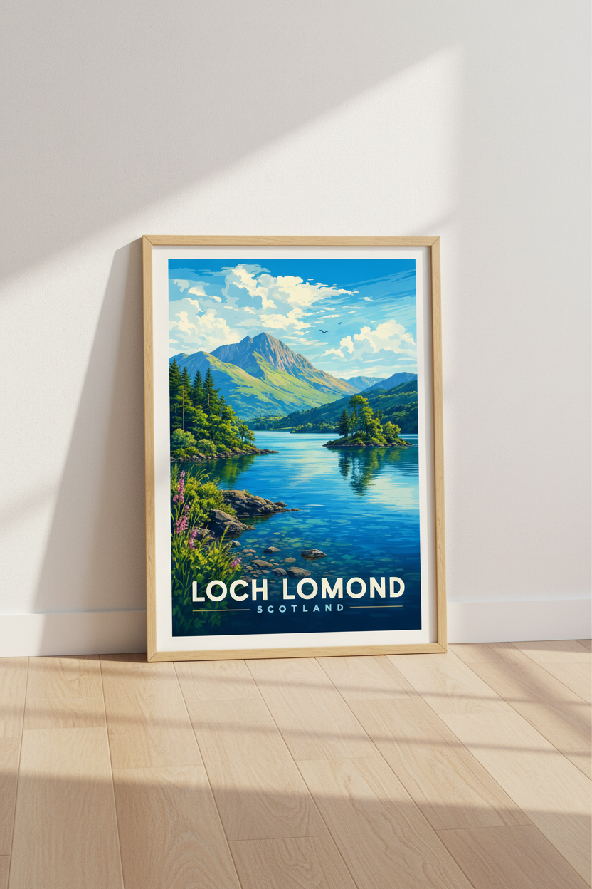 Loch Lomond Scotland Wall Art Print | Travel Poster | Highland Nature Decor