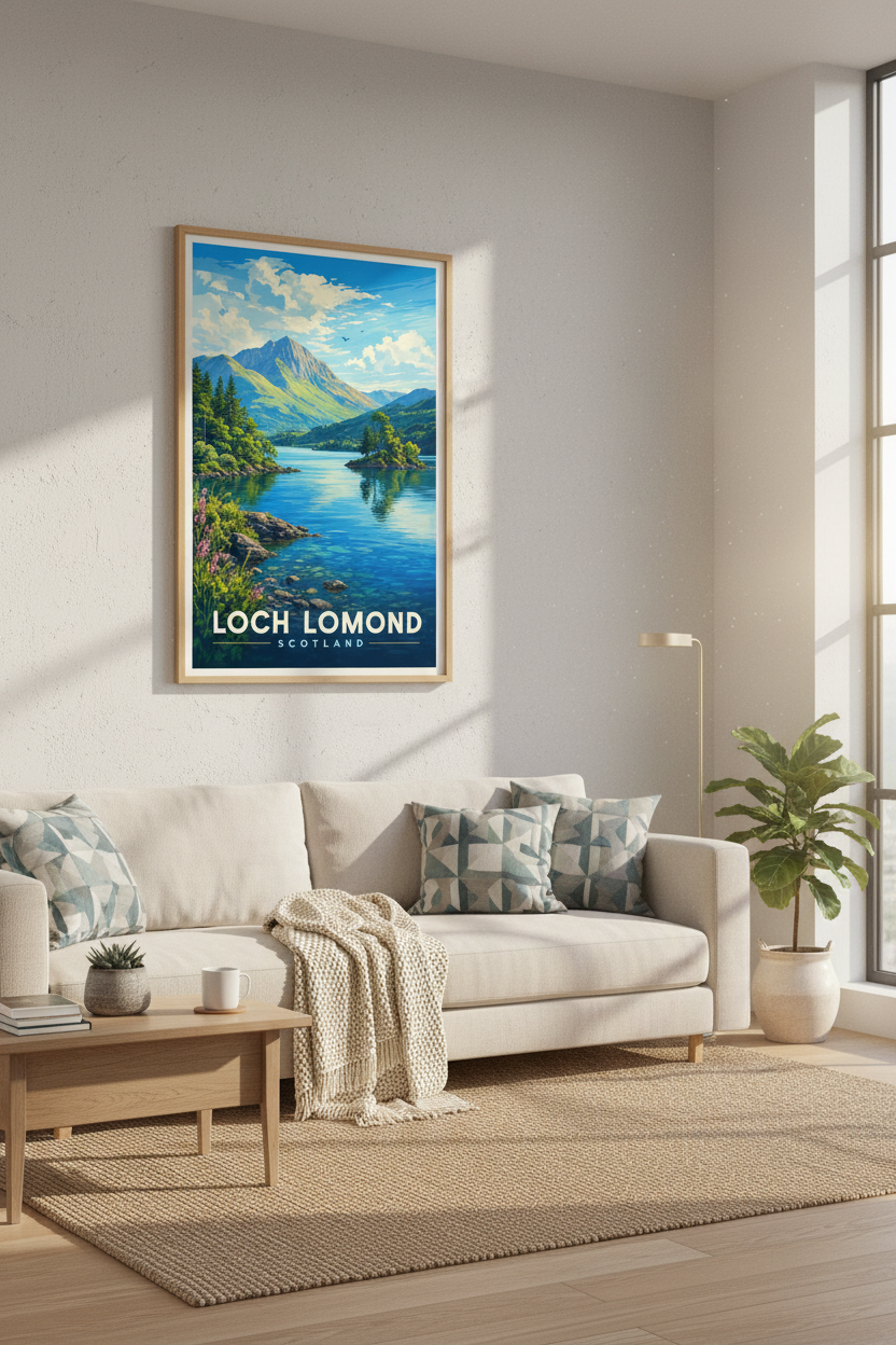 Loch Lomond Scotland Wall Art Print | Travel Poster | Highland Nature Decor