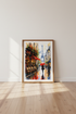 Paris Street Cafe Watercolor Print | Eiffel Tower Wall Art | Romantic French Poster
