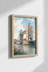 London Tower Bridge Art | Pastel Blue Cityscape, Living Room Decor Poster
