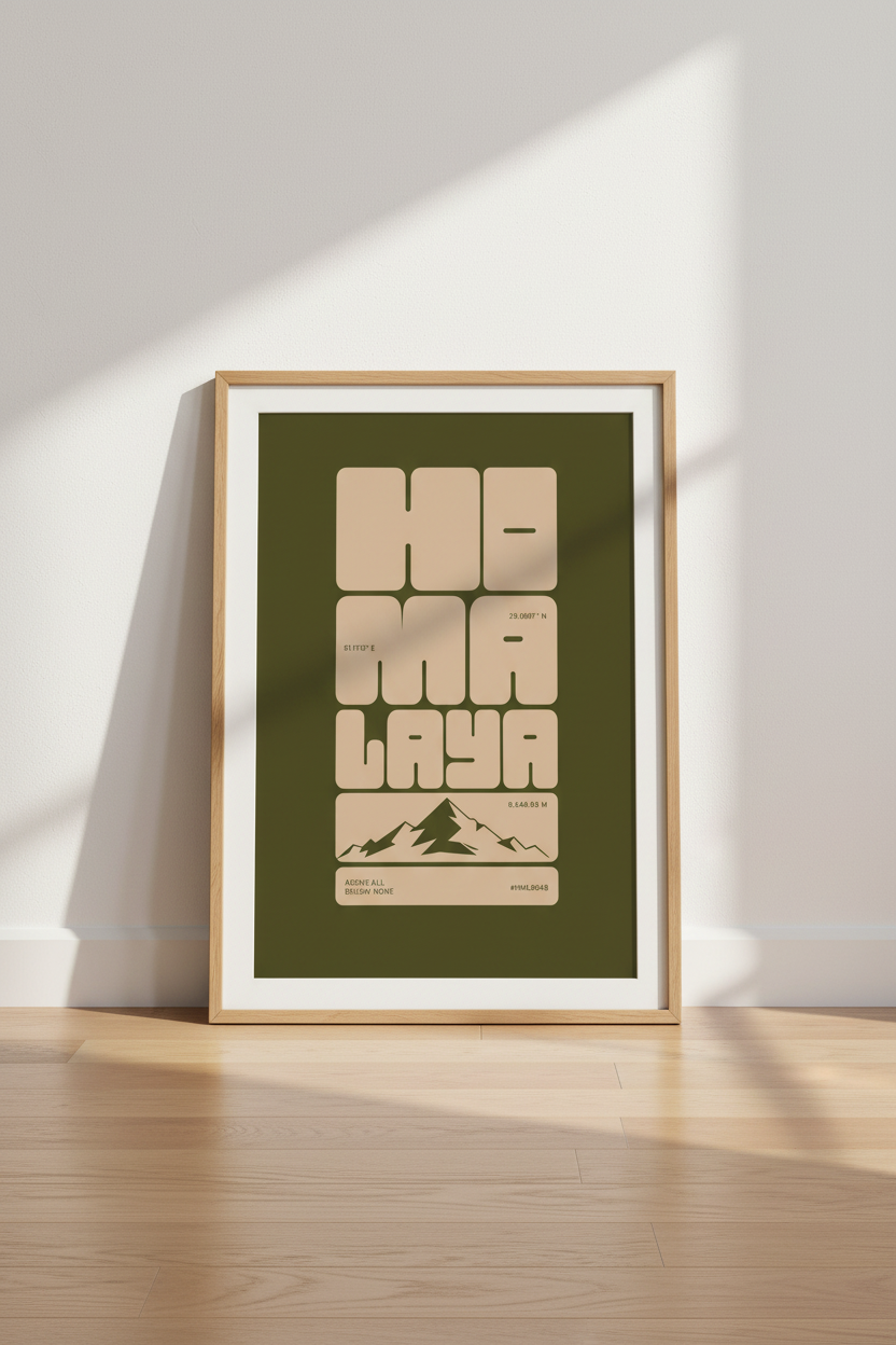 Himalaya Mountain Wall Art Print | Office Decor | Modern Minimalist Poster