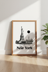 New York City Skyline Wall Art | Statue of Liberty Poster | Modern Minimalist Decor