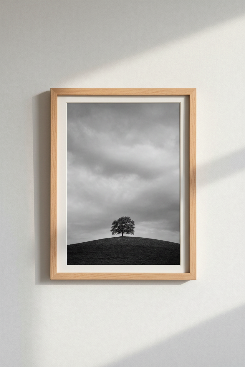 Nature Landscape Print | Minimalist Black &amp; White Tree, Moody Home Decor Art