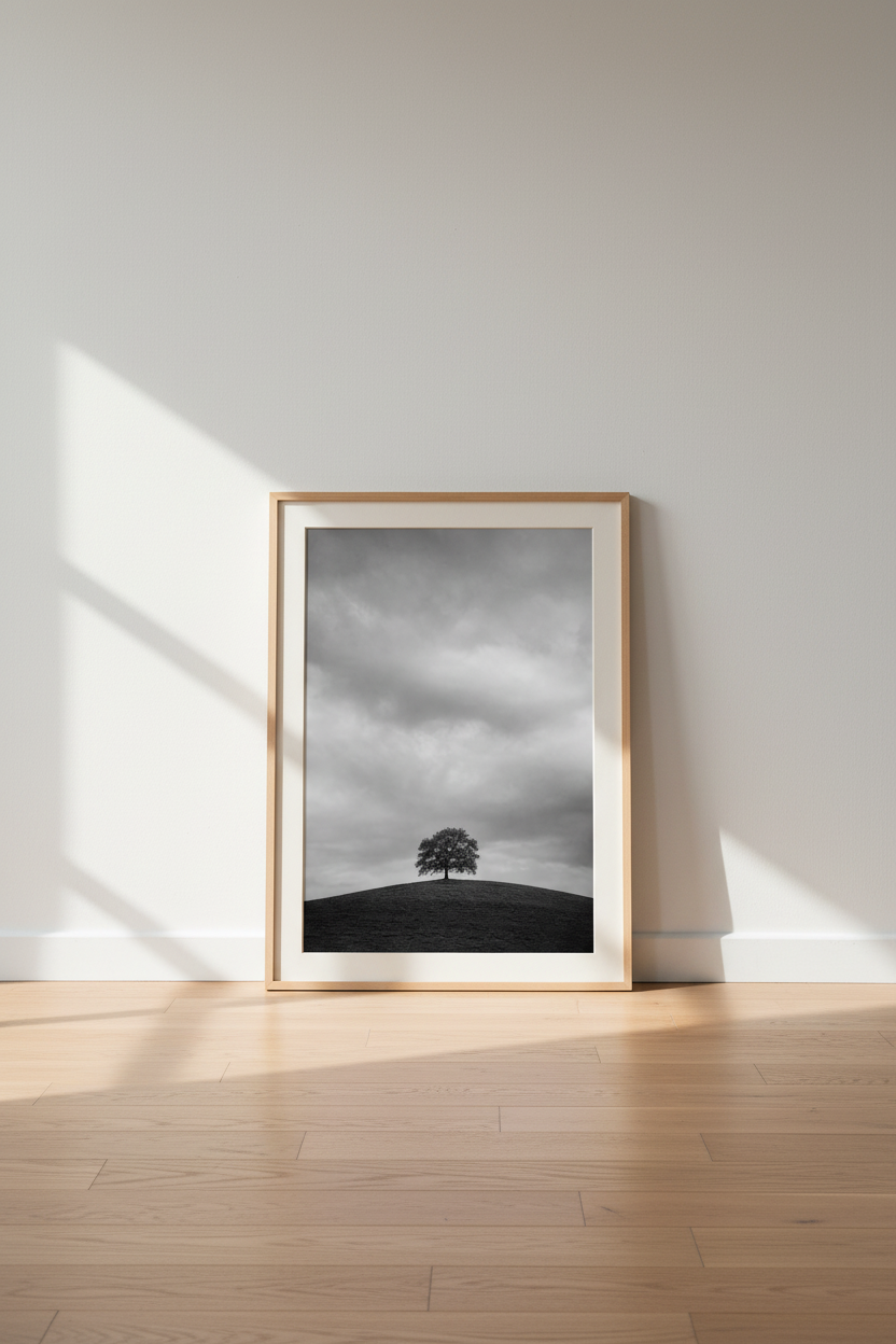 Nature Landscape Print | Minimalist Black &amp; White Tree, Moody Home Decor Art