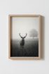 Rustic Deer Wall Art Print | Cabin Decor | Moody Black and White Photography Poster
