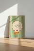 Life is Short Eat the Cake Print | Retro Green Striped Wall Art | Kitchen Decor Poster