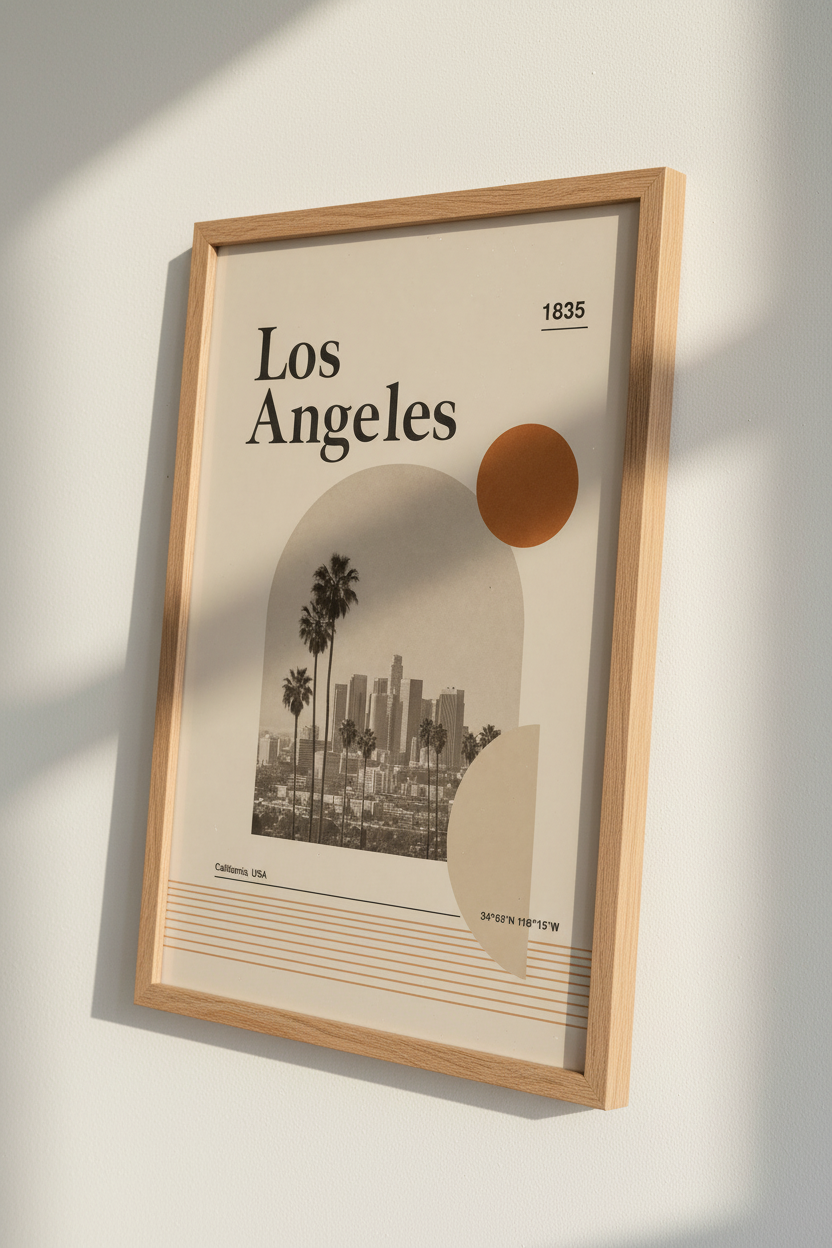 Los Angeles Skyline Wall Art | Mid Century Boho Decor | California Desert Poster