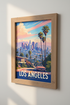Los Angeles Cityscape Art Print | Retro Pastel Sunset Decor | California Poster
