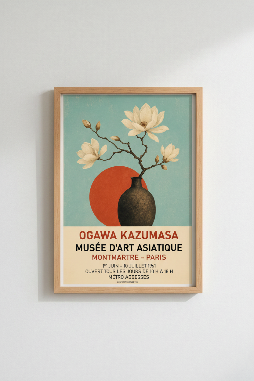 Vintage Magnolia Branch Vase Wall Art Print | Living Room Decor | Retro Poster