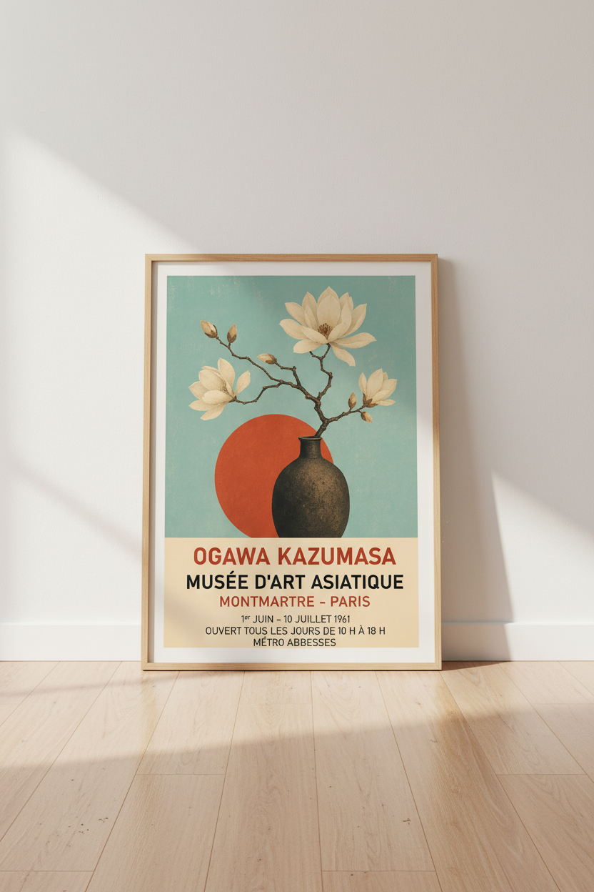 Vintage Magnolia Branch Vase Wall Art Print | Living Room Decor | Retro Poster