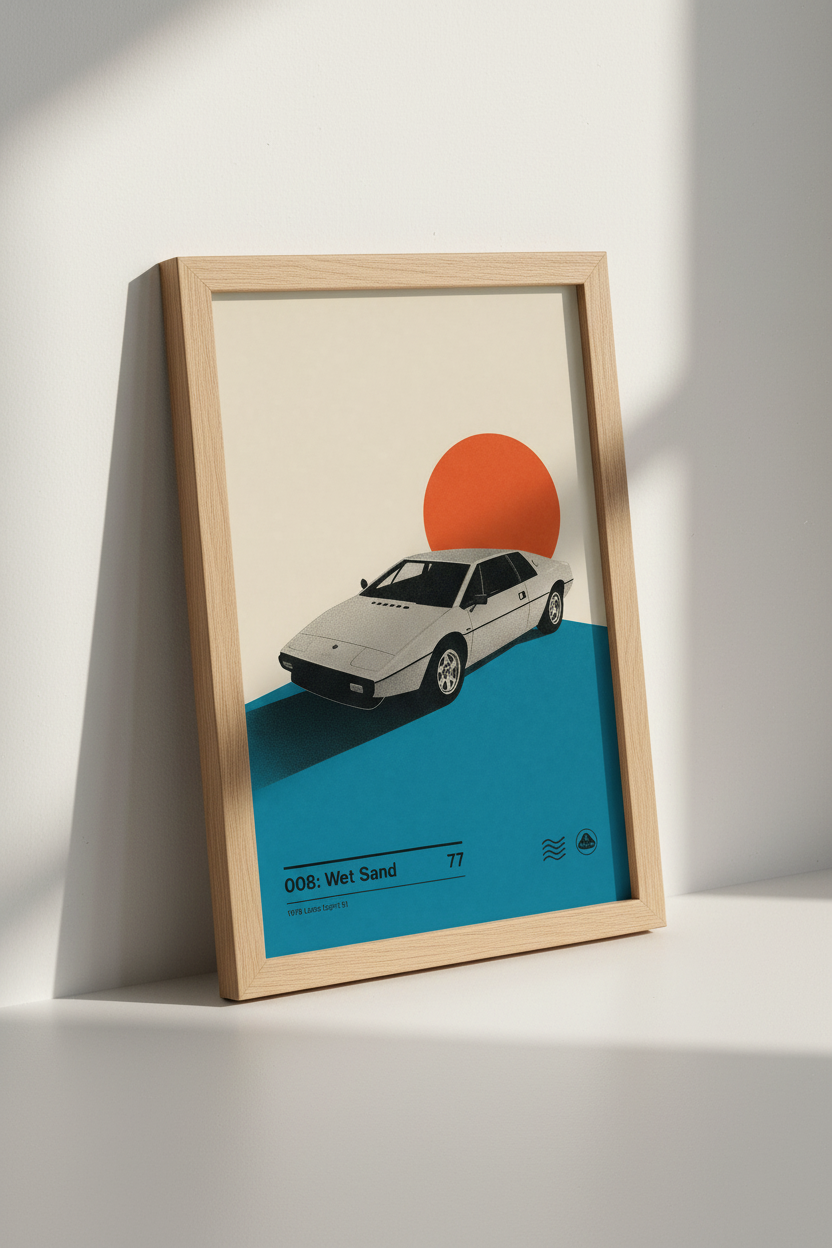 Lotus Esprit Retro Car Wall Art | Minimalist Sports Car Poster | Man Cave Decor