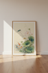 Japanese Koi & Lotus Wall Art Print | Teal Kingfisher Zen Decor | Watercolor Poster