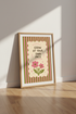Grow At Your Own Pace Floral Wall Art | Pink Green Retro Decor | Positive Quote Poster