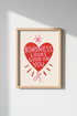 Retro Heart Wall Art Print | Kindness Quote Poster | Groovy Pink Red Decor