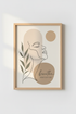 Minimalist Woman Line Art | Earth Tone Botanical, Bedroom Zen Decor Poster