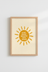 Sunny Wall Art | Warm Sunburst, Cream Backdrop | Living Room Decor Poster