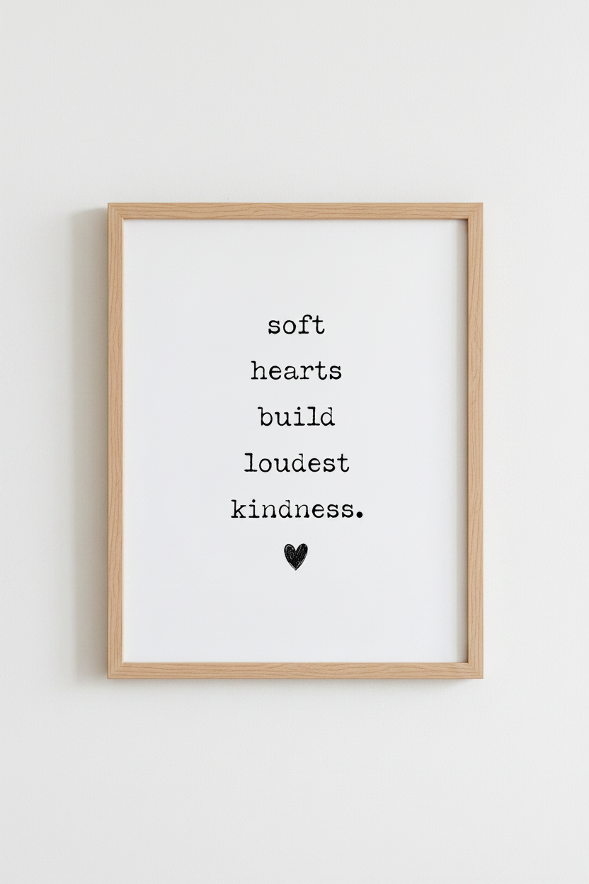 Kindness Quote Wall Art | Minimalist Typewriter Poster | Modern Nursery Bedroom Decor