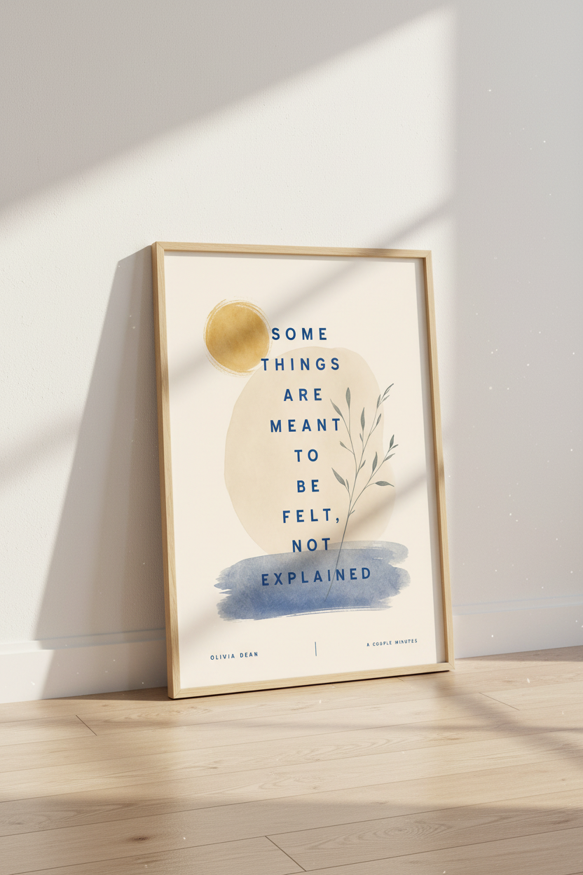 Olivia Dean Quote Wall Art | Minimalist Abstract Navy &amp; Gold Poster | Modern Bedroom Decor