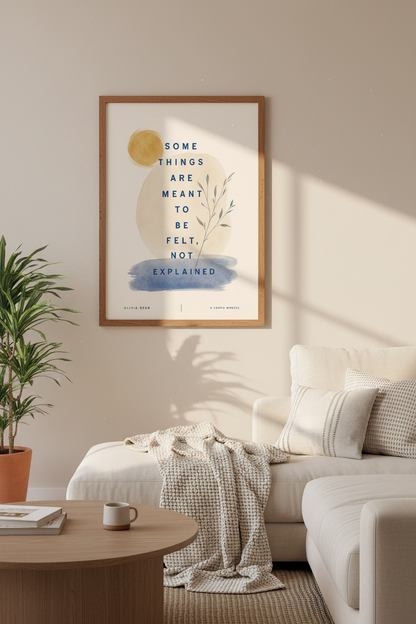 Olivia Dean Quote Wall Art | Minimalist Abstract Navy &amp; Gold Poster | Modern Bedroom Decor