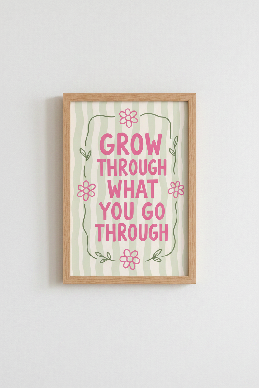 Pastel Quote Wall Art Print | Sage Green Floral Decor | Danish Pastel Poster