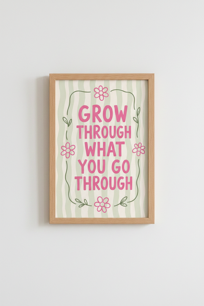 Pastel Quote Wall Art Print | Sage Green Floral Decor | Danish Pastel Poster