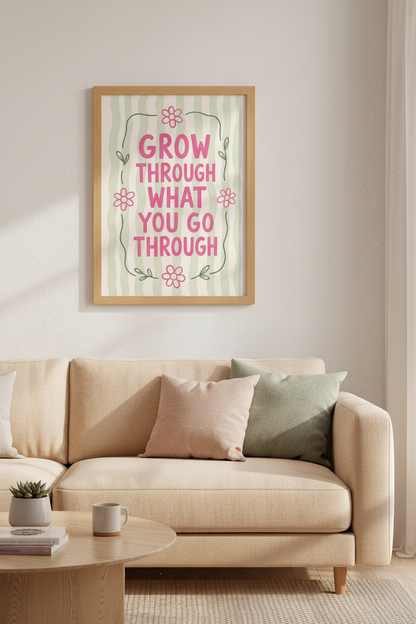 Pastel Quote Wall Art Print | Sage Green Floral Decor | Danish Pastel Poster