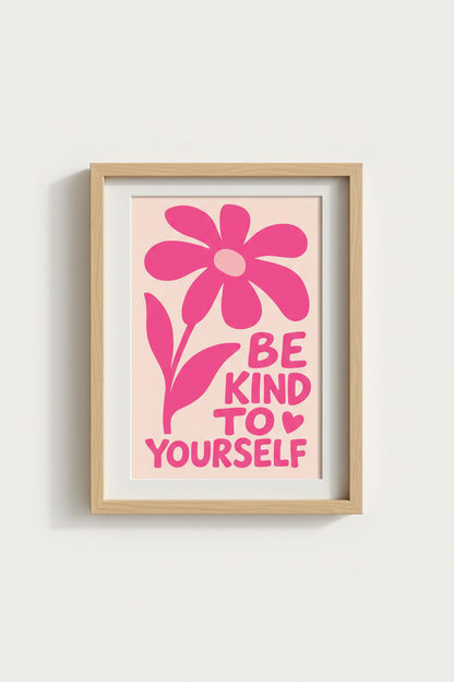 Danish Pastel Wall Art | Pink Flower Quote Poster, Dorm &amp; Office Decor