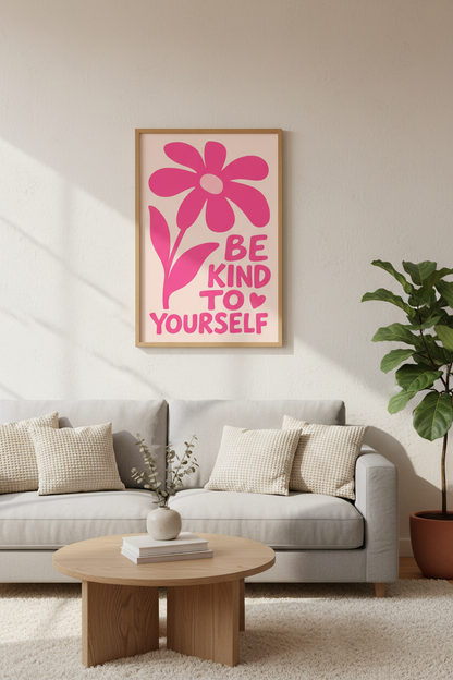 Danish Pastel Wall Art | Pink Flower Quote Poster, Dorm &amp; Office Decor