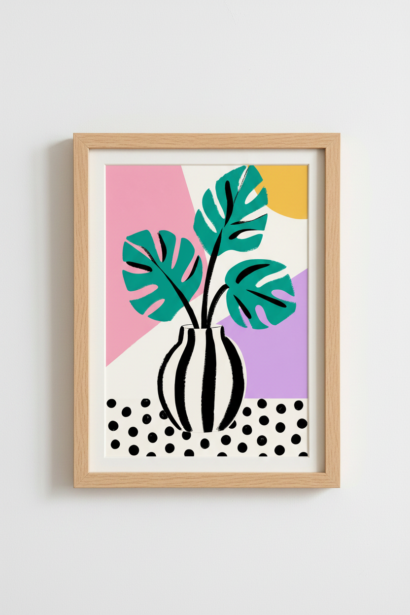 Abstract Monstera Print | Colorful Botanical Wall Art, Modern Maximalist Poster