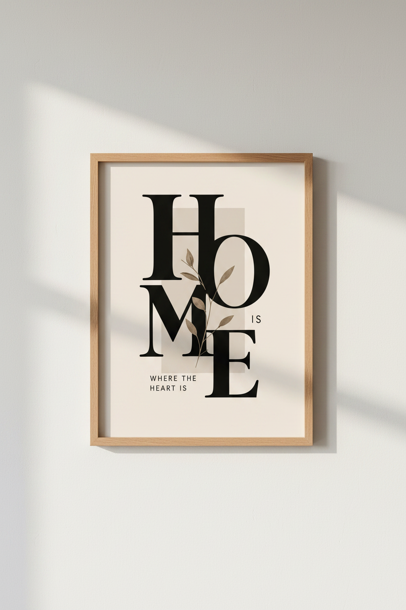 Home Quote Wall Art | Minimalist Neutral Typography Print, Entryway Decor