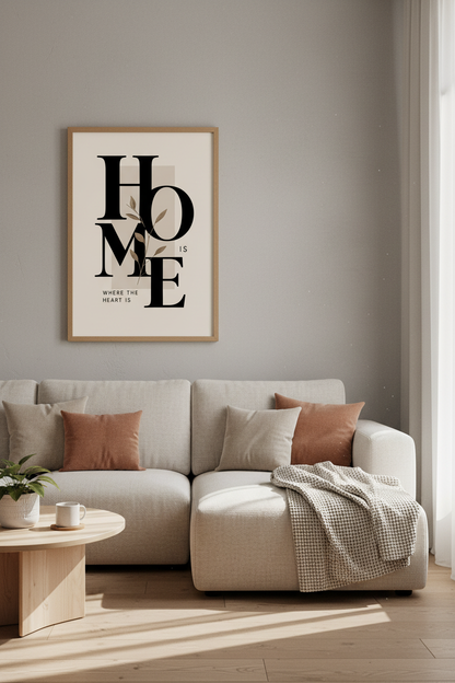 Home Quote Wall Art | Minimalist Neutral Typography Print, Entryway Decor