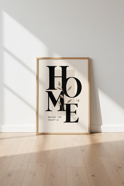Home Quote Wall Art | Minimalist Neutral Typography Print, Entryway Decor