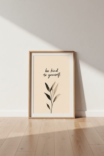 Minimalist Be Kind to Yourself Wall Art Print | Living Room Decor | Calming Poster