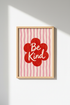 Be Kind wall art | Pop-inspired print, pink & red palette | Living Room Decor