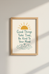 Good Things Take Time Quote Wall Art | Boho Sun & Sea Poster | Mental Health Decor