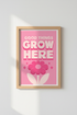 Retro Pink Quote Wall Art | Groovy Flower Poster, Dorm & Nursery Decor