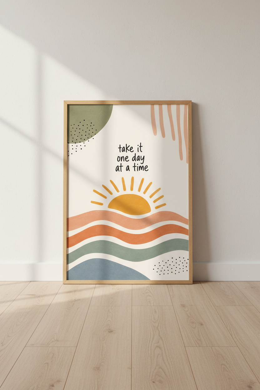 Boho Sun Quote Wall Art | Earth Tone Abstract Poster, Minimalist Office Decor