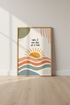 Boho Sun Quote Wall Art | Earth Tone Abstract Poster, Minimalist Office Decor