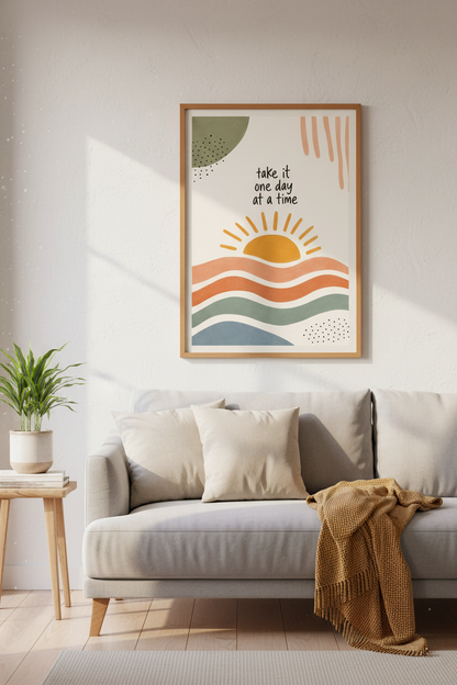 Boho Sun Quote Wall Art | Earth Tone Abstract Poster, Minimalist Office Decor