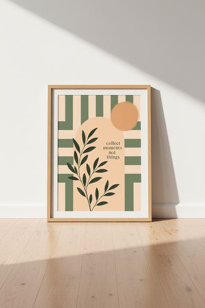Boho Botanical Quote Wall Art | Sage Green &amp; Peach Decor | Minimalist Poster