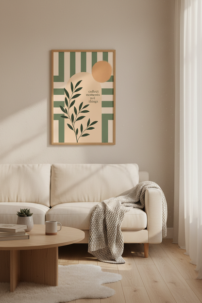 Boho Botanical Quote Wall Art | Sage Green &amp; Peach Decor | Minimalist Poster