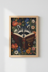 Raccoon Reading Moon Wall Art Print | Dark Academia Library Decor | Moody Floral Poster