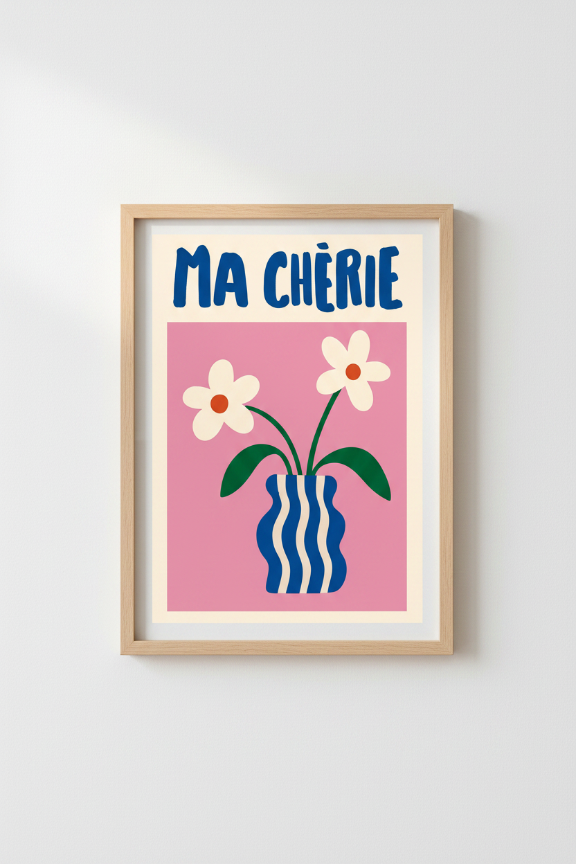 Mid-Century Floral Wall Art Print | Living Room Decor | Vibrant Poster